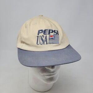 Vintage 90s Pepsi USA‎ Flag Promo Strapback Two Tone Hat Embroidered